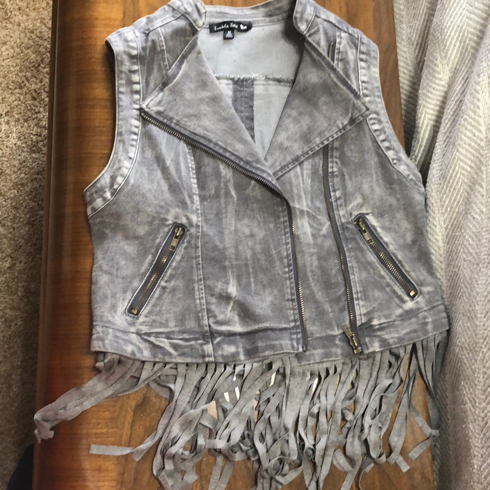 Trouble Zero dress vest w/ fringe